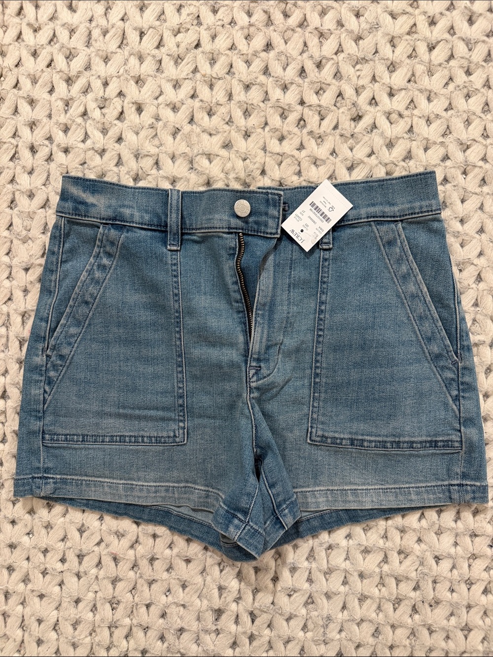 J. Crew Factory Blue Denim Utility Patch-Pocket Shorts